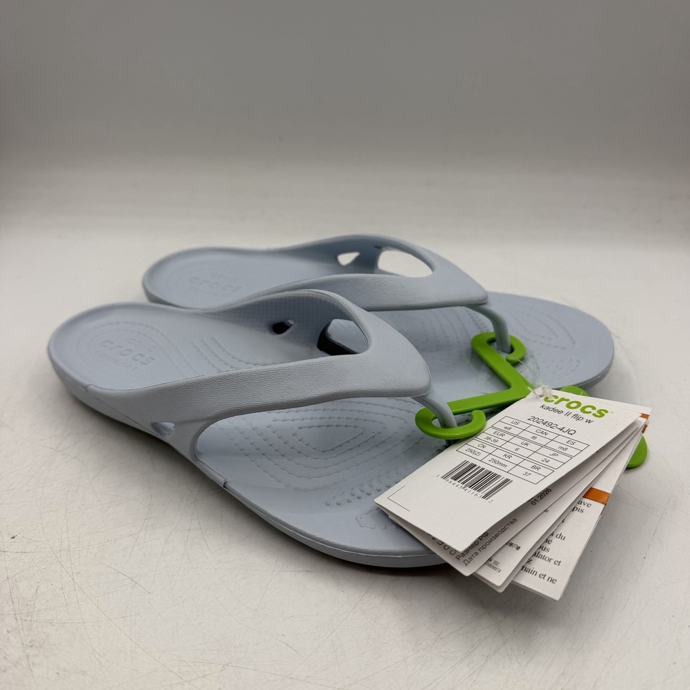Crocs Kadee II Flip Flops Womens Sz 8 Light Pale Blue Thong Sandals 202492-4JQ